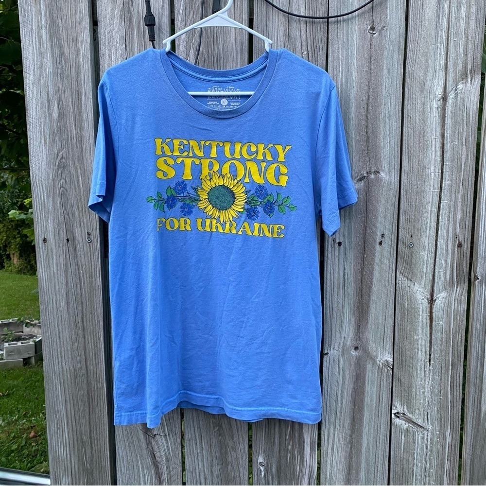 Shop Local Kentucky T-Shirt L Blue Kentucky Strong For Ukraine Sunflower Tee - Picture 2 of 4